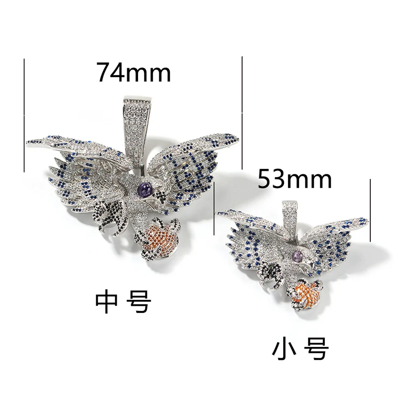 Hip Hop 5A+ CZ Stone Paved Bling Ice Out Eagle Falcon Hawk Pendants Necklaces for Men Rapper Jewelry Drop Shipping