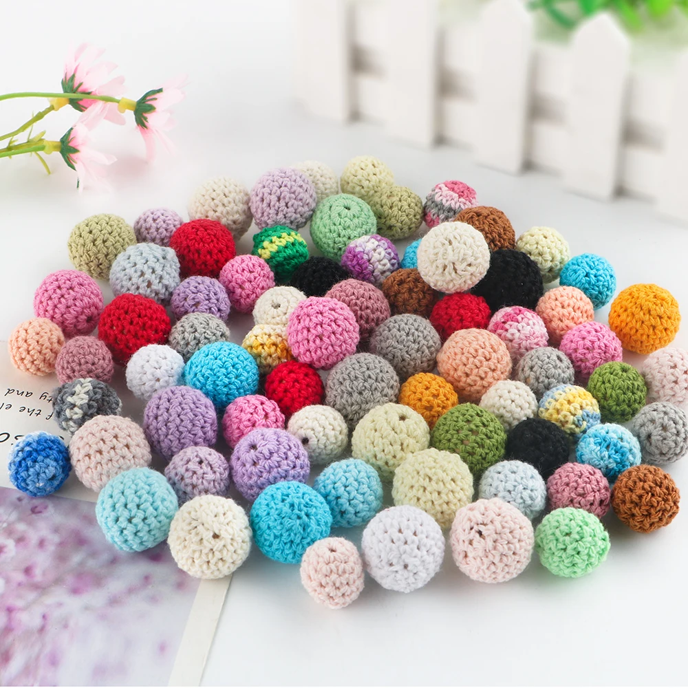 Kivoct 10pcs 16/20mm Wooden Crochet Beads Chewable Bead For Jewelry Making DIY Jewelry Necklace Bracelet Handmade Accessories