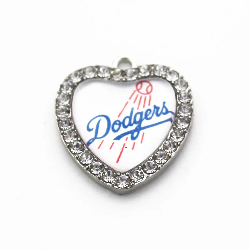 Baseball Sports 10pcs Crystal Heart Dangle Charms DIY Bracelets Bangles Pendants Necklace Jewelry Accessories