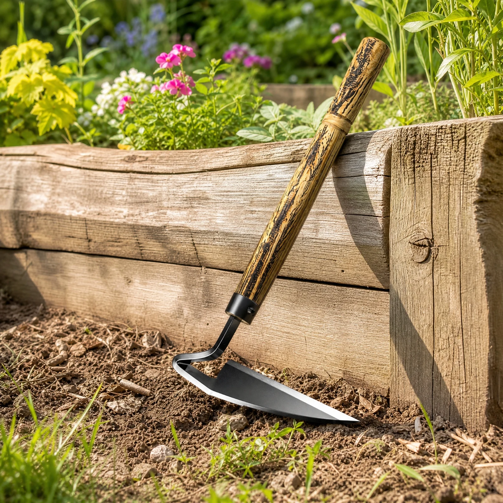 Hand Garden Hoe Lightweight Garden Hoe with Manganese-Steel Blade Hand Weeder with Wood Handle Compact Precision Weeder
