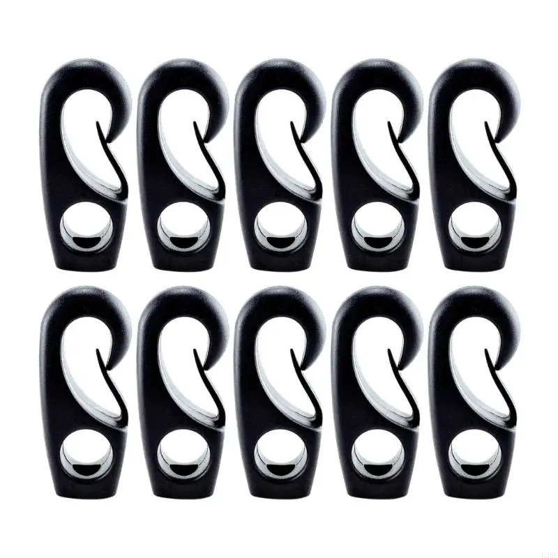 

L38F 10pcs черный пластиковый банджи -крючок банджи -банджи -гребные лодки