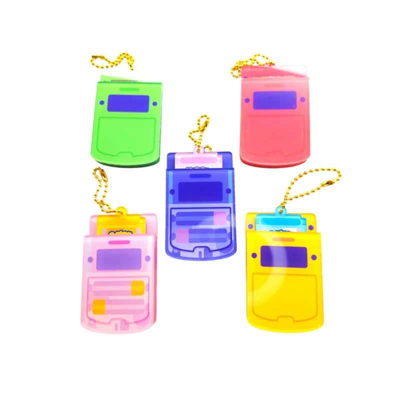 Retro Handheld Game Console Shaker Keychain Set Cute Pokemon and Kirby Themed Acrylic Nostalgic Style Moving Pendant Accessories view 3