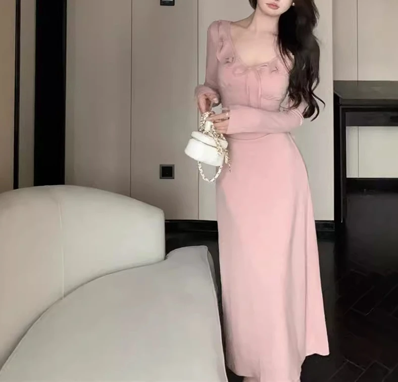 Gentle Wind and Lotus Leaf Edge Strap Design Sensation Dress for Women Shrinking Waist to Look Thin Spicy Girl Undercover