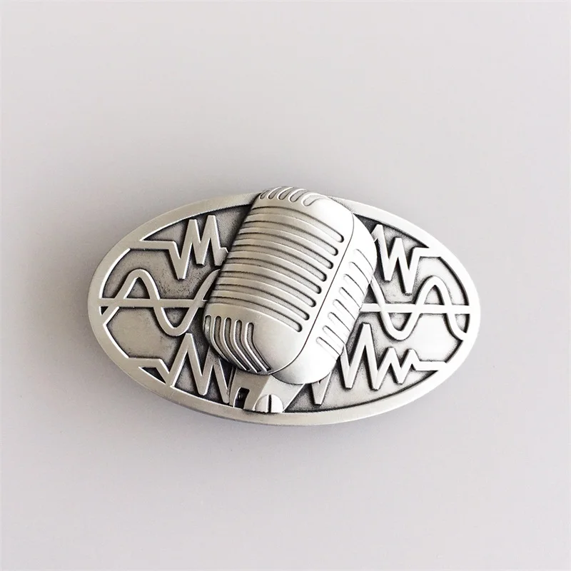 

New Vintage Style Microphone Music Oval Belt Buckle Gurtelschnalle Boucle de ceinture BUCKLE-MU072AS also Stock in US