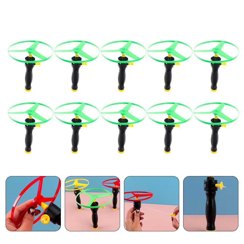 10 Pcs Children's Flying Saucer Toy Sports Disc Educational for Kids Spinner Plastic Helicopter Plate