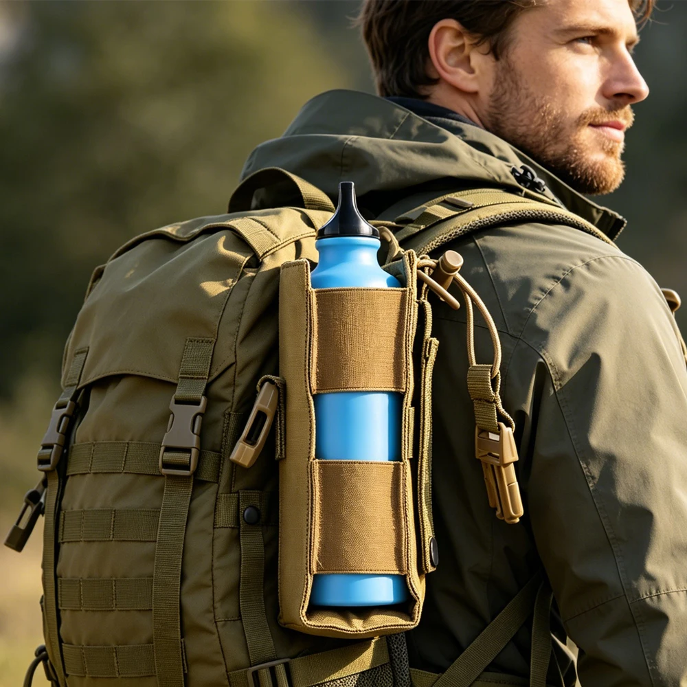 Étui Molle pour Bouteille d'Eau, Pochette de Ceinture pour Sports de Plein Air, Équitation, Camping, Randonnée, Chasse, Voyage, Porte-Cantine, Outil EDC