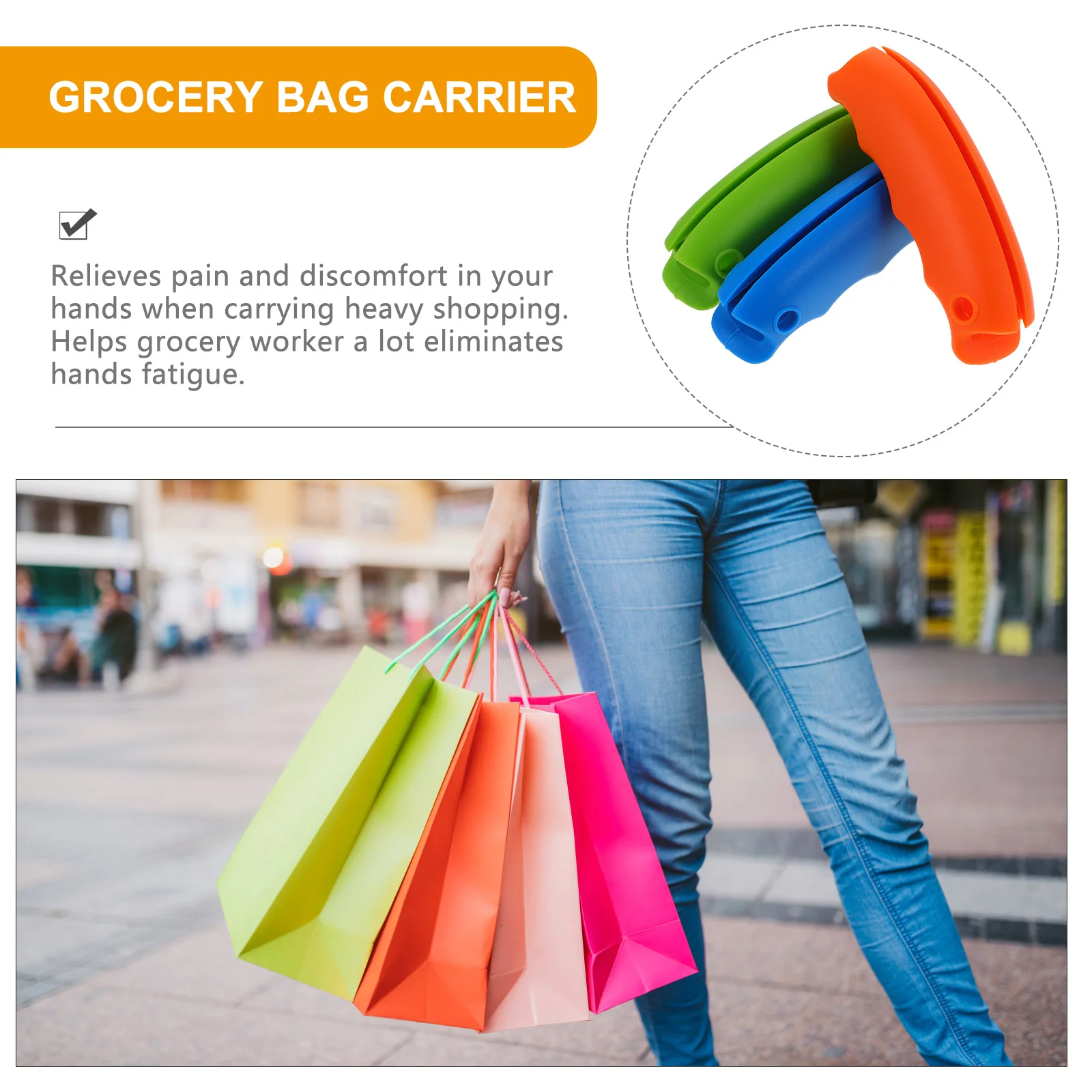 

3Pcs Grocery Bag Carrier Silicone Handle Heavy Duty Non-Slip Grip for Carrying Reusable Bags Comfortable Shopping Supply Tool