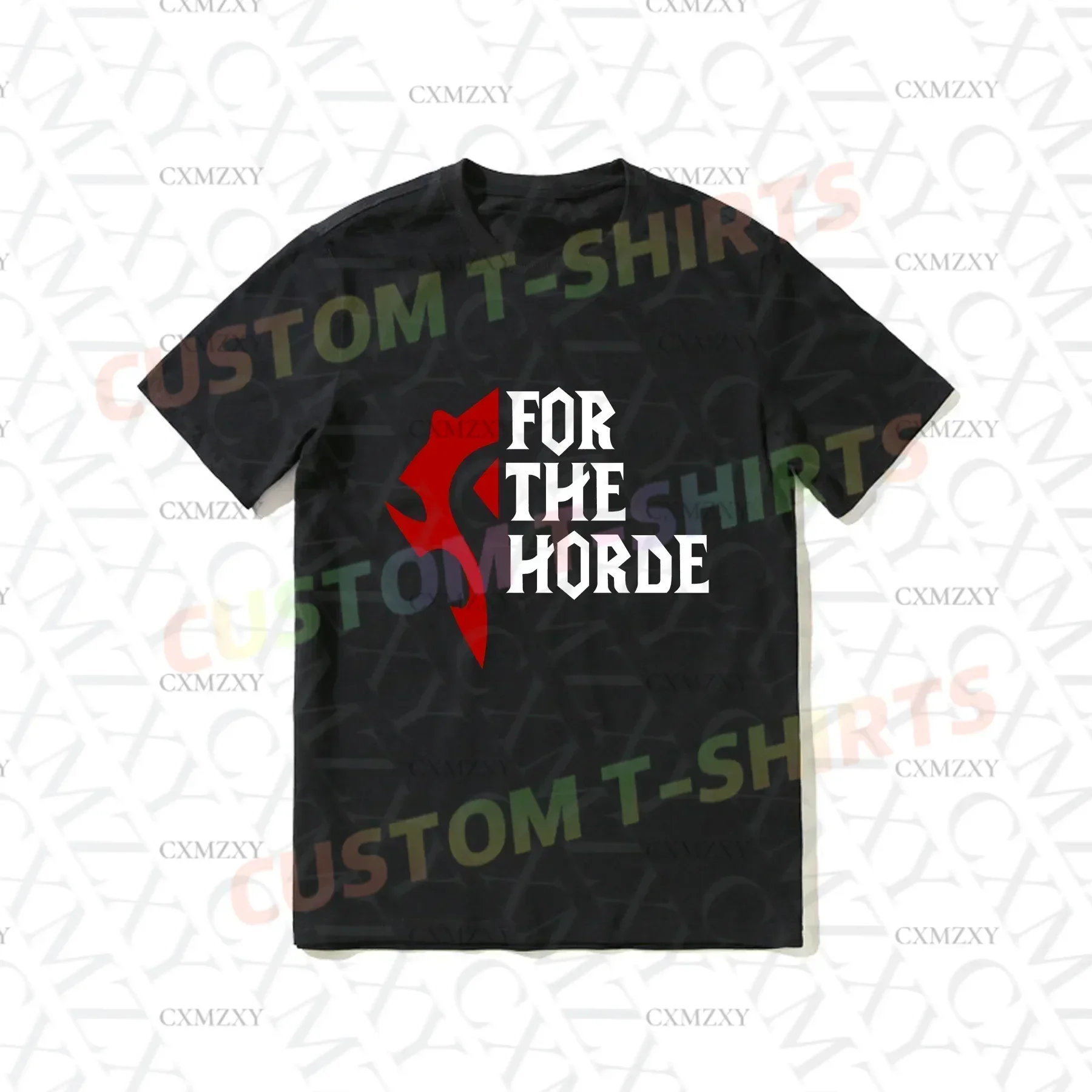 

2025 Hot Sale Summer 100% Cotton for The Horde! Warcraft Black T Shirt Men Short Sleeves Cool Tee Hip Hop Streetwear T-shirt