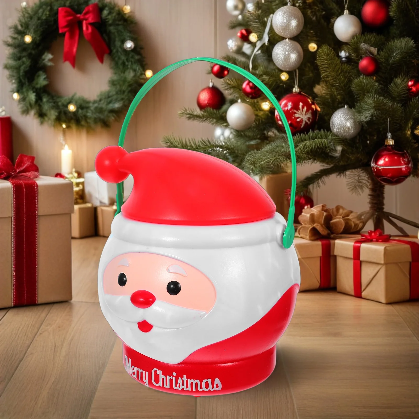 

Santa Claus Candy Bucket Christmas Storage Basket Beverage Tub Party Supplies Props Kettle Cauldron Buckets with Handles Cookie