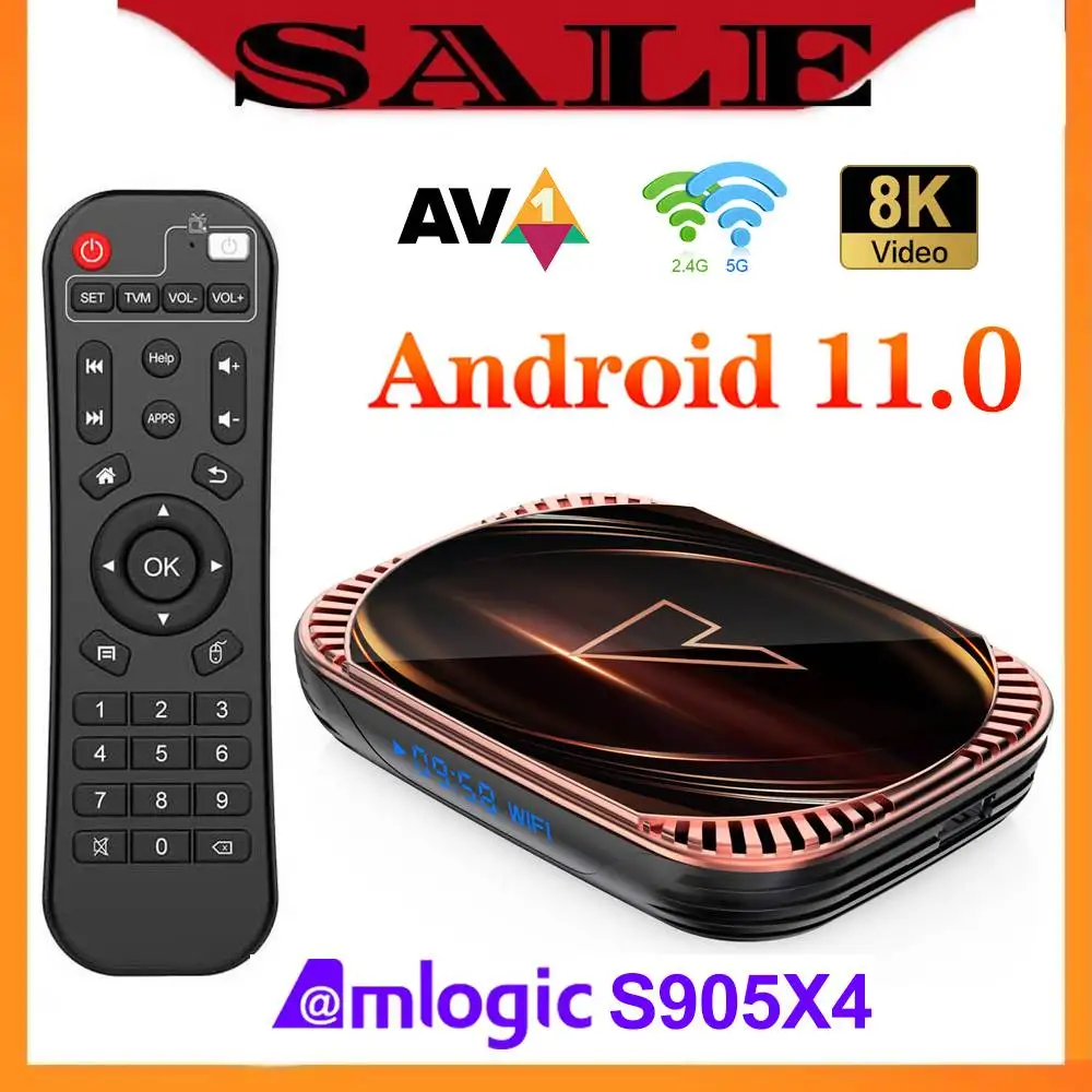 

ТВ-приставка VONTAR X4 Amlogic S905X4 Android 128 4 ГБ 32 ГБ 64 Гб 1000 Гб м двойной Wi-Fi 4K AV1 Google Youtube медиаплеер телеприставка