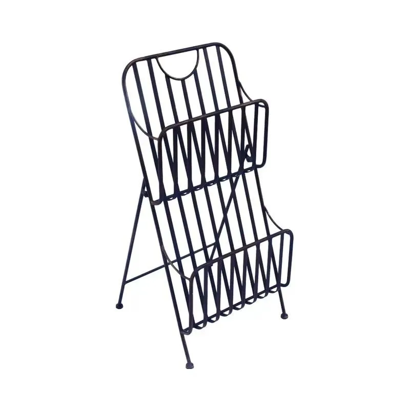 Modern Rust Proof Minimalist 2 Layer Folding Metal Storage Newsprint Rack for Living Room Office Furniture