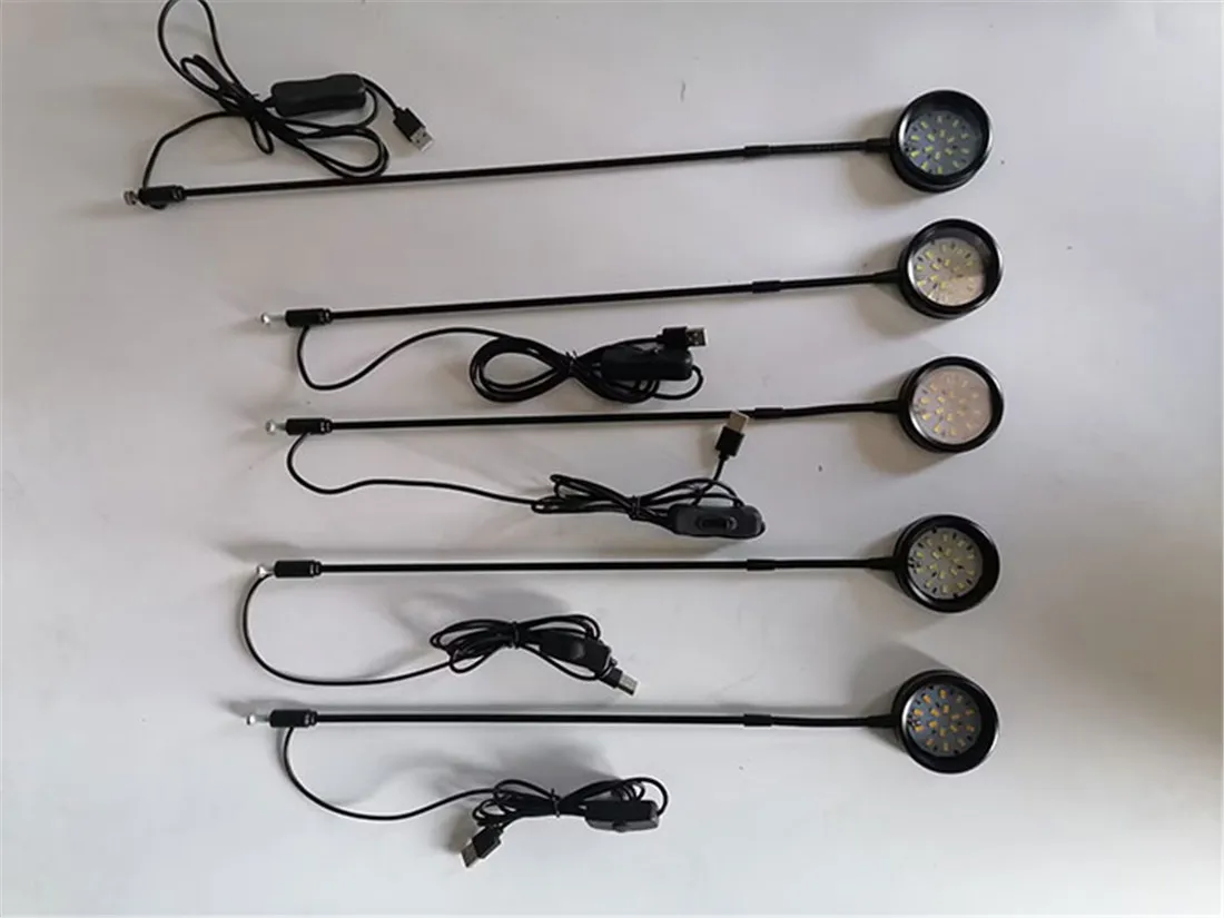 Luces led de cuello de cisne para plantas acuáticas, iluminación de acuario de 6000K, color negro, con USB, regulables, 5W