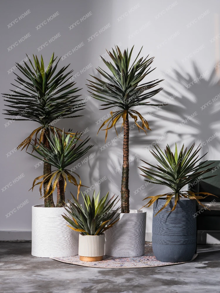 Dracaena Succulent Agave Fake Trees Bionic Greenery Potted Indoor Landscaping