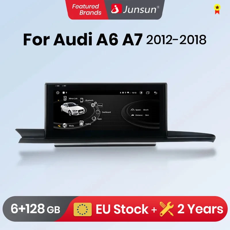 Junsun Android 12 1920*720P Wireless CarPlay Car Radio Multimedia For Audi A6 A6L A7 2012-2019 Android Auto 4G Player Audio