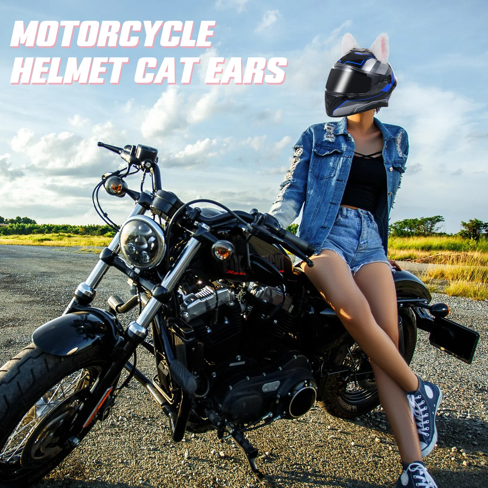 

Motorcycle Helmet Cat Ears Cute Accessories for Snowboarding Skiing and Biking Helmet Cat Ears Plush Cat Ears Helmet Ears