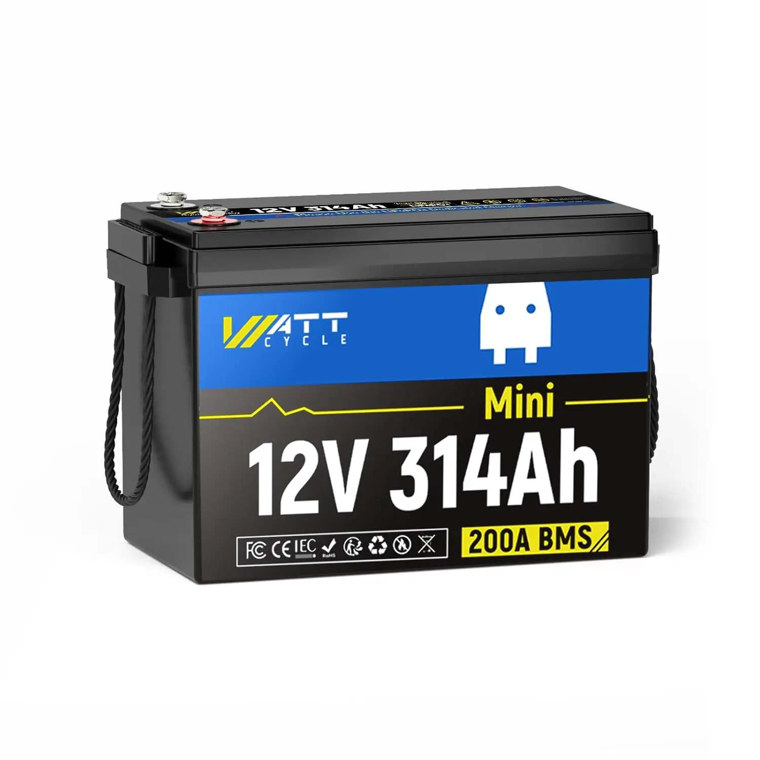 12V 314Ah Mini LiFePO4 Battery 200A BMS 4.01kWh 6000+ Cycles, Customized