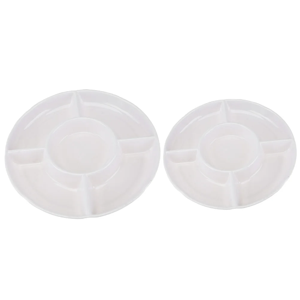 

2Pcs Melamine Snack Holder Plate 5 compartment Tray Fruit Snack Holder Smooth Storage Solution Food Plate