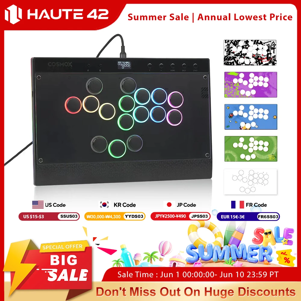 Manette de jeu magnétique sans levier Haute42 C16, contrôleur d'arcade sans stick, clavier pour PC/PS5/PS4, stick de combat Hitbox