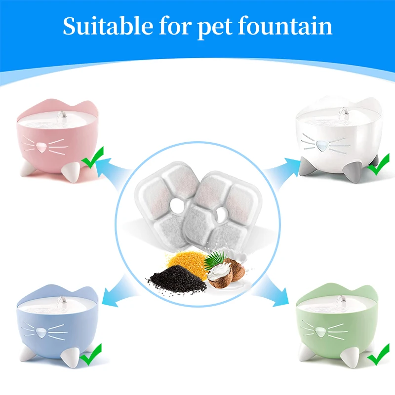 6/12/18/24PCS Activated Carbon Replacement Filters For Pet Automatic Drinking Fountain Battery Operated Cat Water Fountain