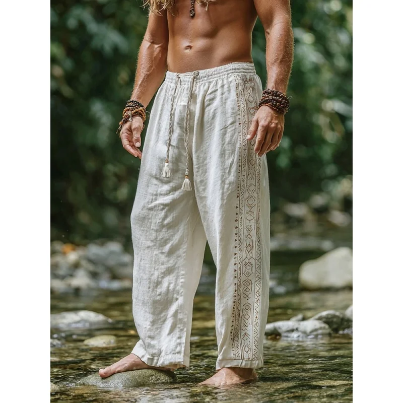Men's Viking retro Nordic mythology Celtic knot stripe 3D printed autumn casual straight leg pants beach pants S-5XL