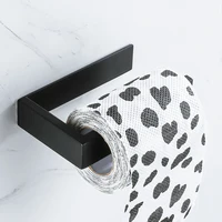 Black Self Adhesive Toilet Paper Holder Bathroom Stainless Steel Tissue Holder Wall Storage Paper Square Roll Rack No Drill - Image 3