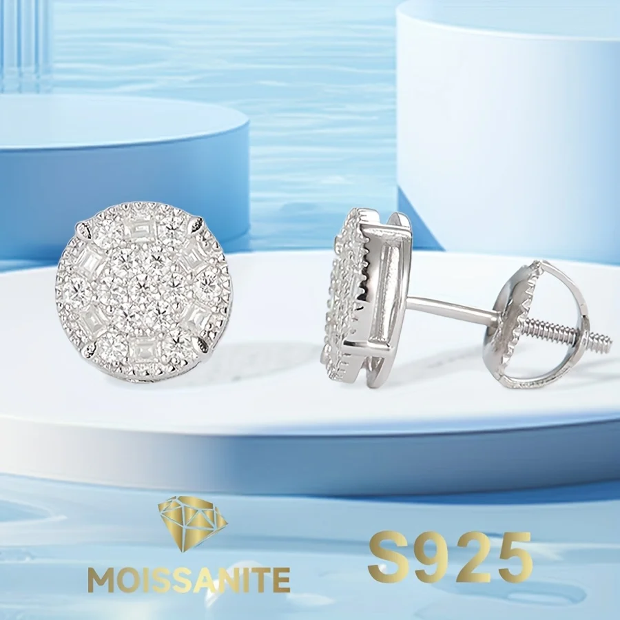 

D Color Moissanite Earrings S925 Silver Stud Earring for Women with Gra Certificate Engagement New in 2025