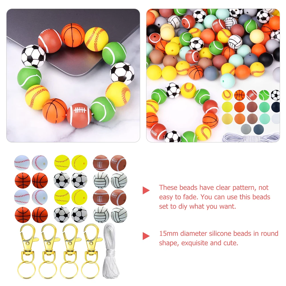 

1 set 15Mm Keychain Diy Round For Jewelry Making Craft Accessories Bulk Keychain Making Decorative Silicone Beads Diy Craft