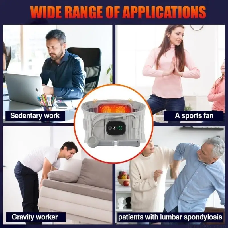 QX2E Electric Heating Massage Belt Decompression Lumbar Back Waist Massager Support Vibration Inflatable Pain Relief Brace