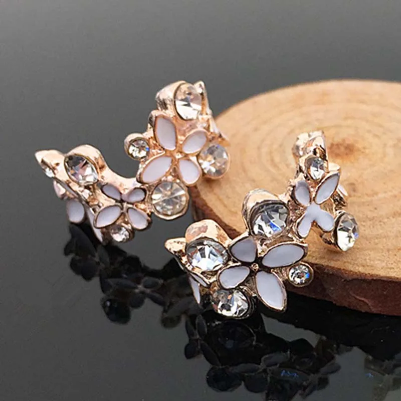 Engood 60Pcs Drops Arc Flower Rhinestone Button Sewing Trim & Embellishments Craft Buckle for DIY Hair Accessories Wedding Decor