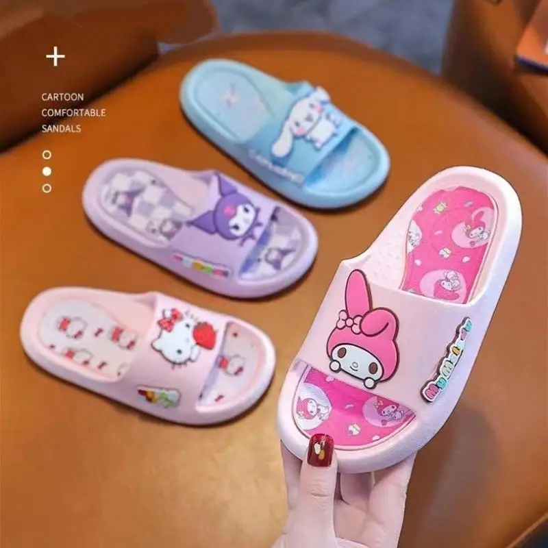 

Sanrio Light Weight Slippers Kawaii My Melody Children Anime Cartoon Girl Boy Anti-Slip Indoor Bathroom Soft Sole Beach Summer