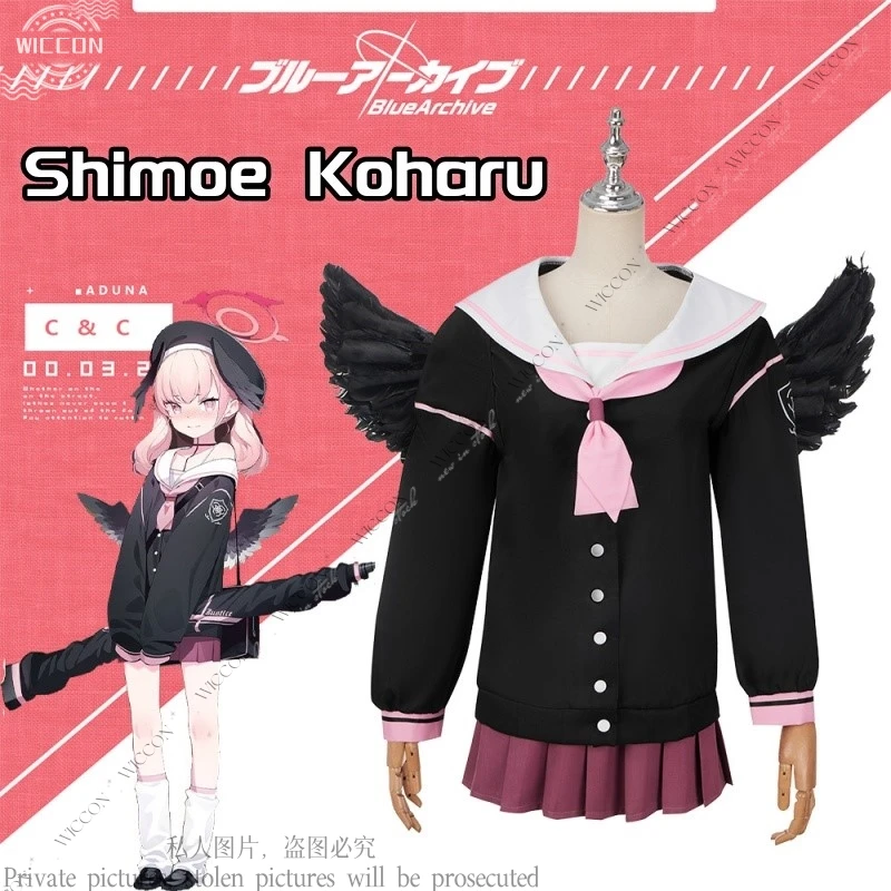 

Shimoe Koharu Anime Game Blue Archive Project MX Cosplay Costume Wig School Loli Sailor Uniform Halloween Suit Shimoe Koharu