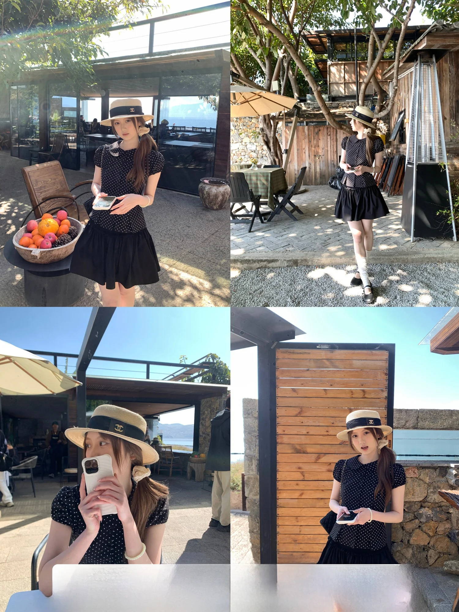 

Jennie Polka Dot Doll Collar Ruche Shirt Women's Bubble Sleeve Top Vintage Style Breathable Lenzing Eco Viscose Casual Wear