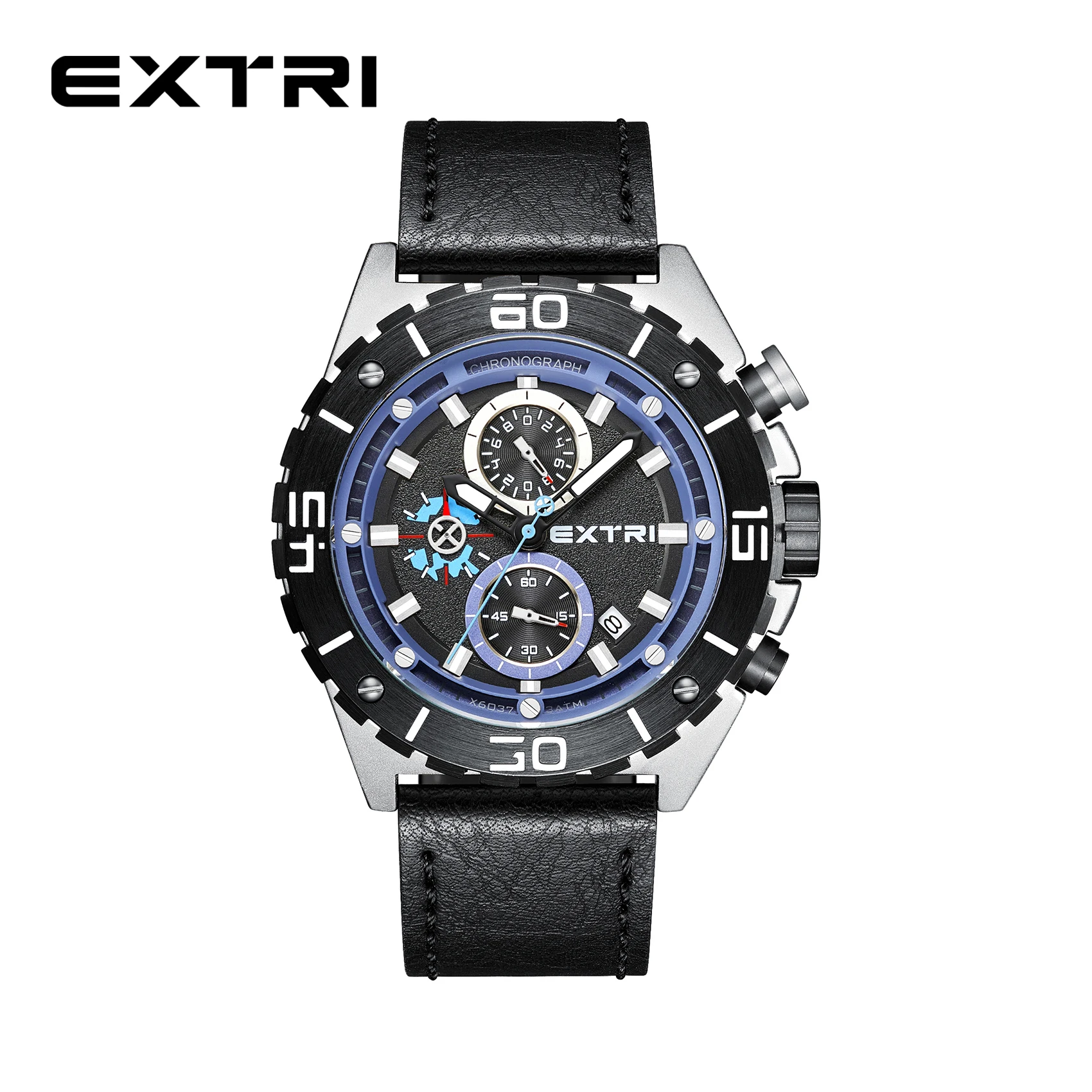Extri Top Luxury Brand Men Sports Watch Male Casual Leather Strap Date Wristwatches Men\'s Quartz Watches Relogio Masculino