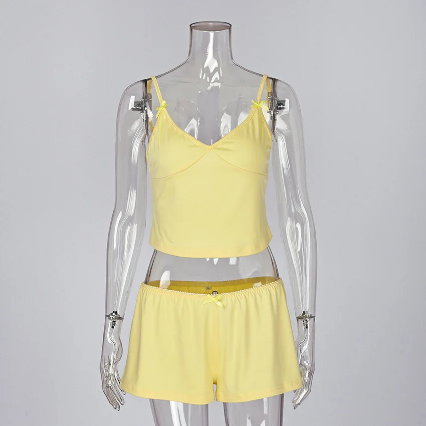2026 Autumn and Winter New Bow Camisole Vest Pajamas Tight Fitting Home Clothes