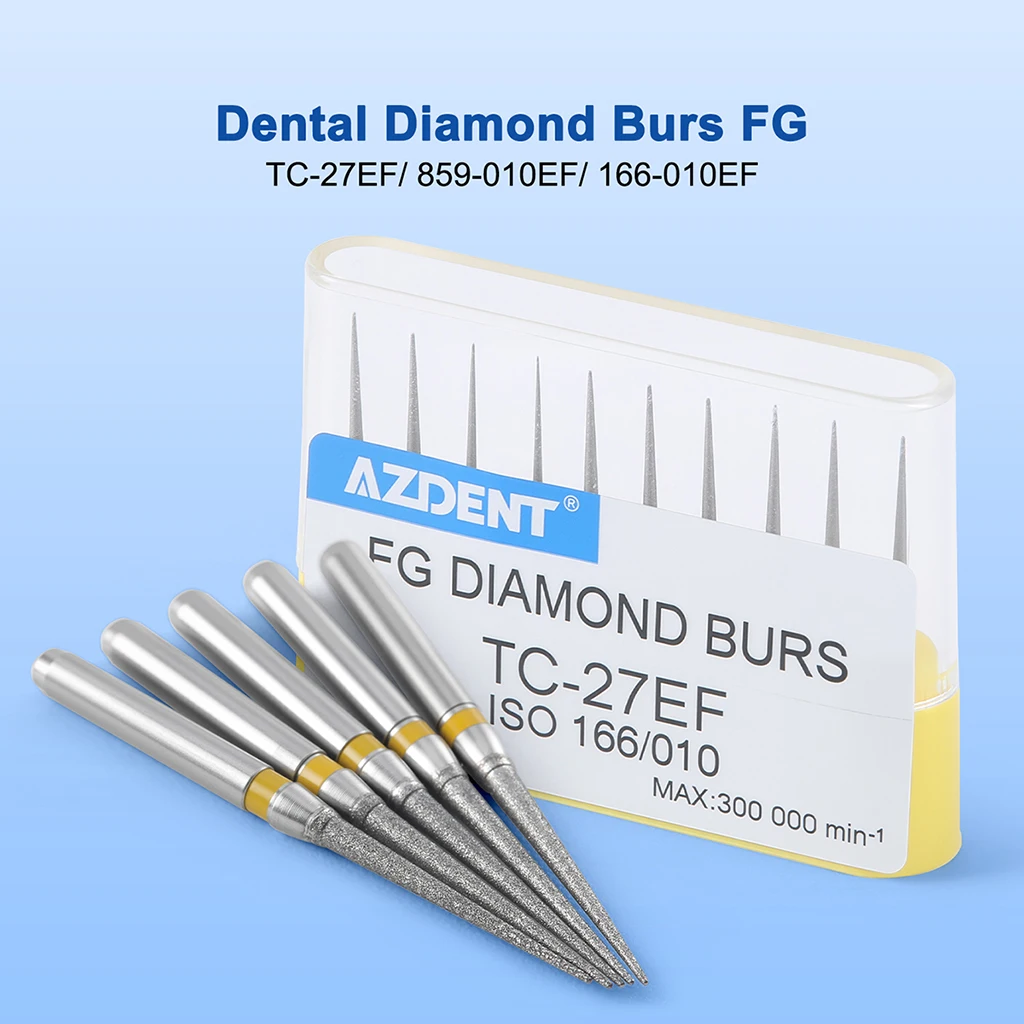 10 Stück/Box AZDENT Dental Diamant-FG-Bohrer für Hochgeschwindigkeits-Handstücke, Zahnpolitur, Zahnaufhellung, TC-27EF, Durchmesser 1,6 mm, Zahnarztwerkzeug – Detail 1