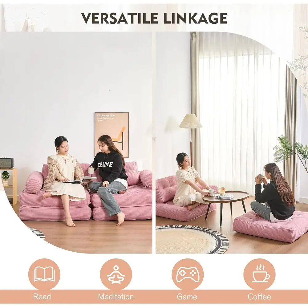 Poltrona Compacta Rosa para Espaços Pequenos: Solução para Sala de Estar e Quarto com Almofada Embutida