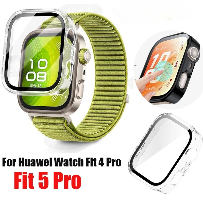 Glass+Case for Huawei Watch Fit 5/4 Pro Tempered Glass Screen Protector & Hard PC Protective Bumper for Huawei Fit5 Accessories