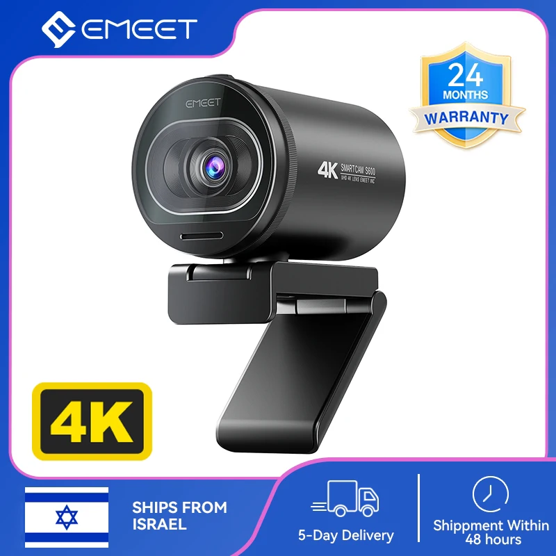 4K Webcam 1080P 60FPS Streaming Web Camera EMEET S600 Autofocus Living Stream Camera With Mics&Privacy Cover for Tiktok/YouTube