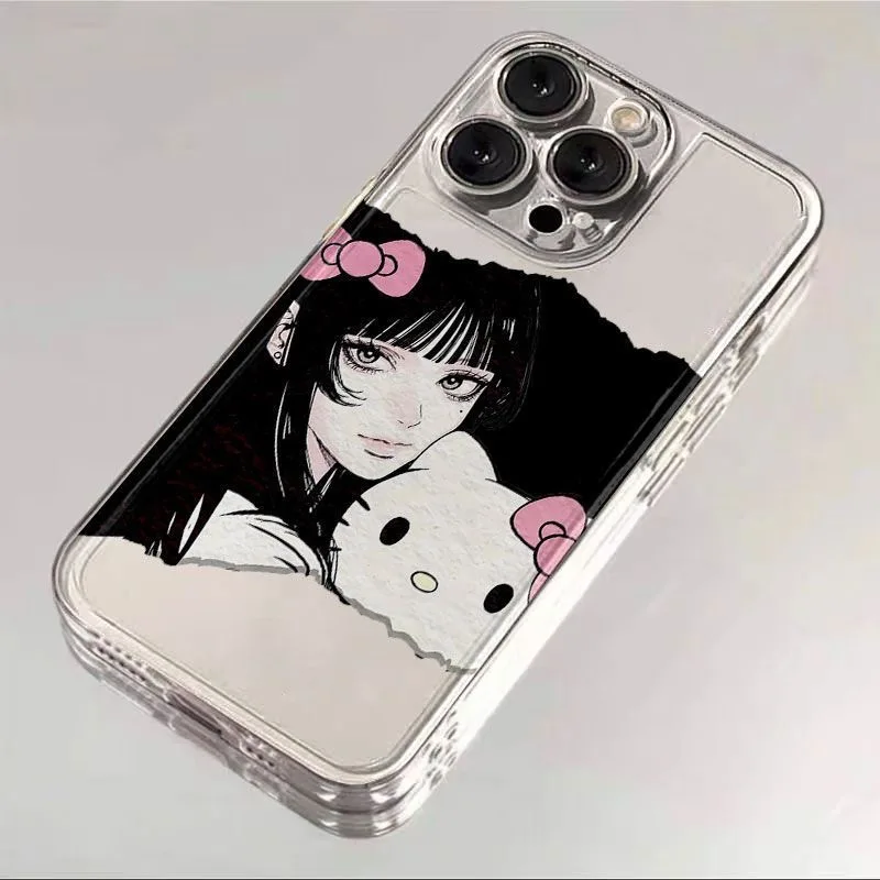 Japan Tomie Kawakami cute girl Hello kitty Cat Clear Case protection for iPhone 15 13 12 11 14 Pro Max XS XR 7 8 Plus X SE Coque