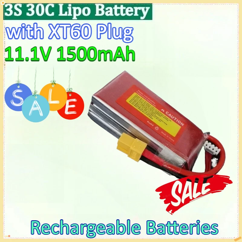 新型アップグレード版-3s-30c-111v-1500mah-リポバッテリー-rcヘリコプター、ボート、ドローン部品、おもちゃ、車用充電式バッテリー-xt60プラグ付き