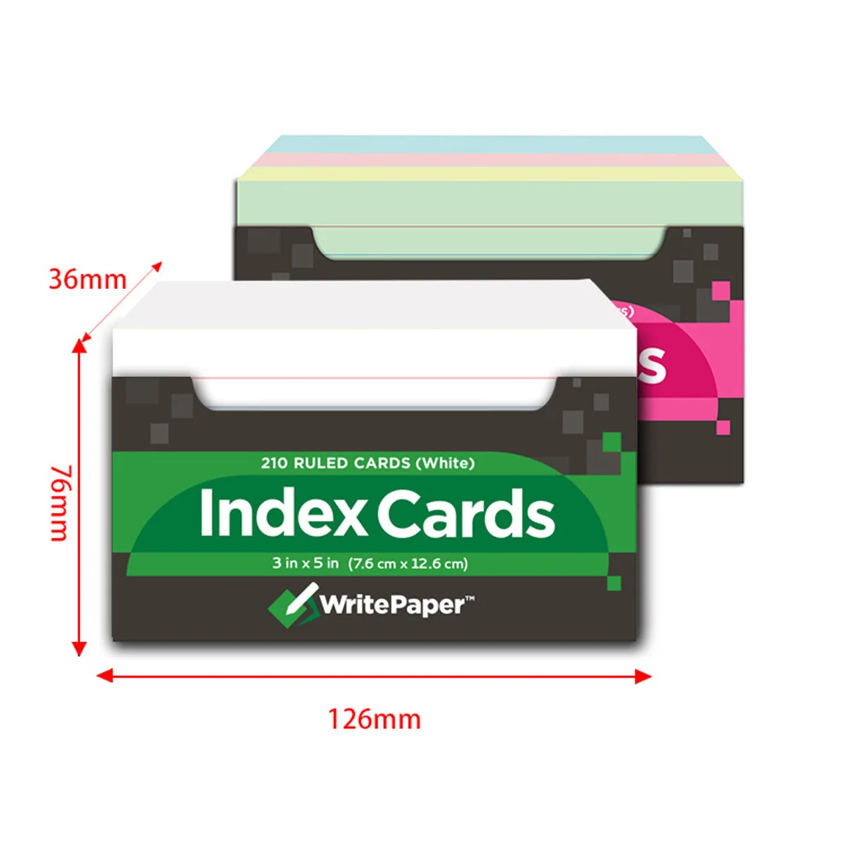 

210Pcs Record Cards Horizontal Ruled White Paper Premium Material for Writing Notes Ruled Record Card