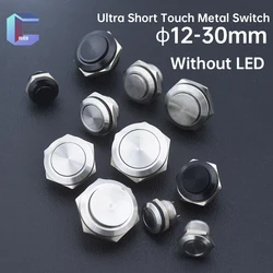 12 16 19 22 25 30mm Stainless Steel Black Shell Metal Ultrathin Short Mini Touch Button Switch 1NO Without Ring LED