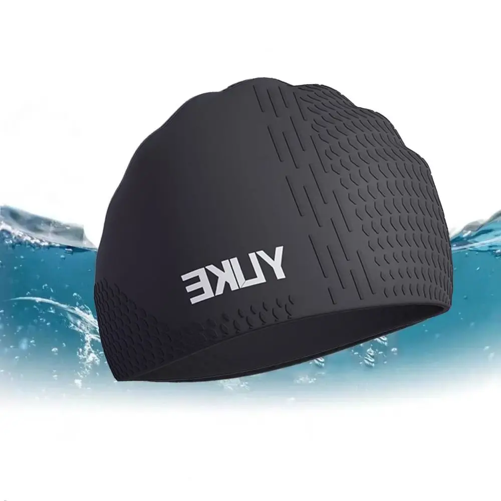 

Solid Color Swimming Hat Elastic Lightweight Silicone Swimming Cap Breathable Long Hair Printed Swimming Cap Swim Accessories