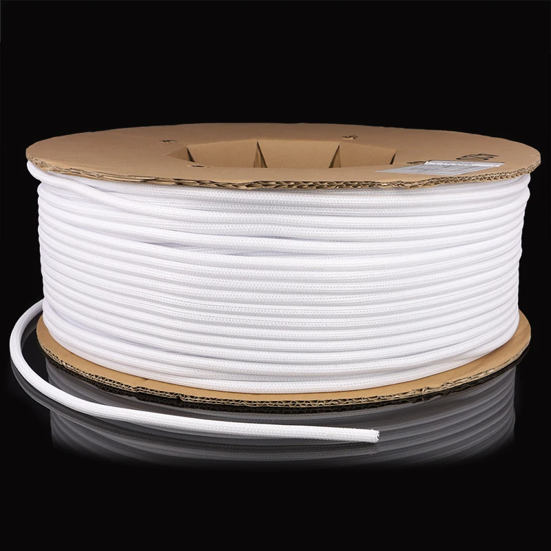 1-50m White Self Closed PET Braided Cable Sleeves Hardness Insulated Wire Line Protector Sheath Split Loom Wire Organizer