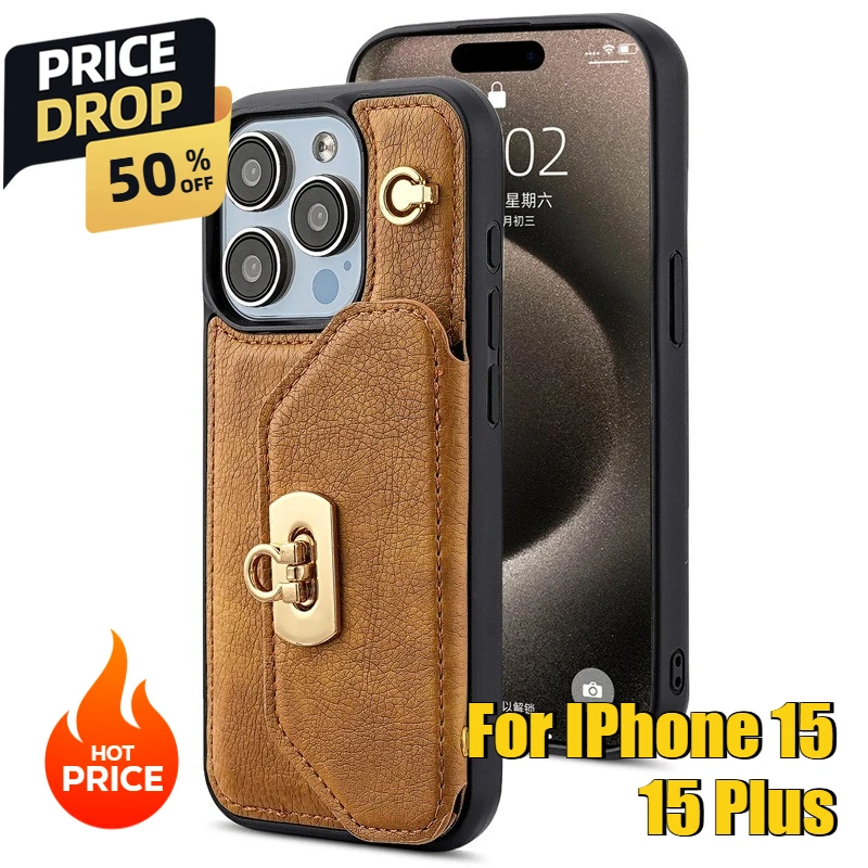 

Для IPhone 15/15 Plus для женщин, сумки на ремне, чехлы для телефонов, держатели для карт и кожаные чехлы для телефонов, подходящие