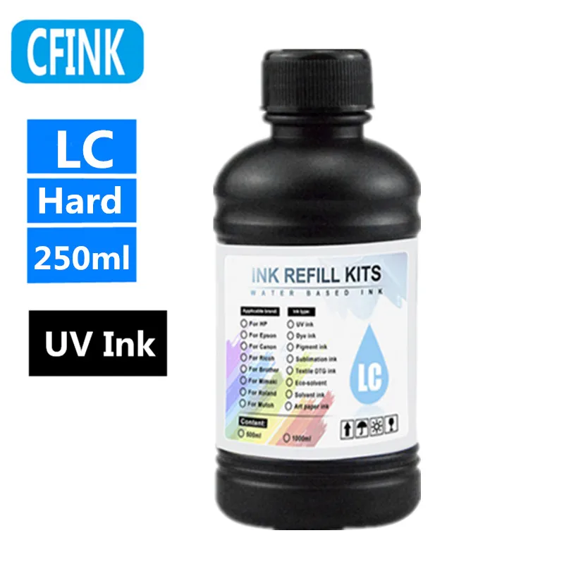 CFINK 250 ML/Flasche UV Harte tinte CMYK Weiße LED UV Tinte Für Epson DX5 DX7 XP600 TX800 Druckkopf I3200 I1600 R1900 R2000 Rl800 Drucker 4