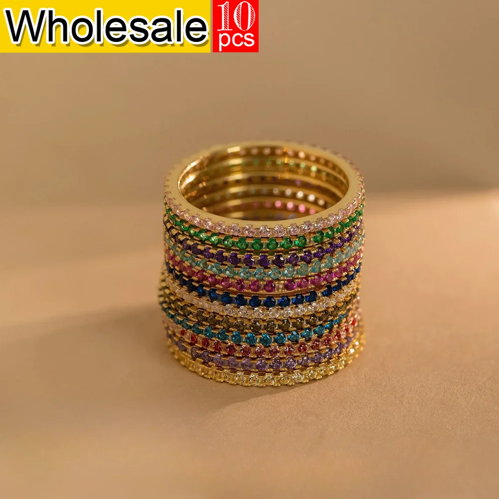 

Birth Stone Ring 10PCS 12 Month Color Diamonds Rings for Women Stainless Steel PVD Plated Gold Color Engagement Wedding Jewelry