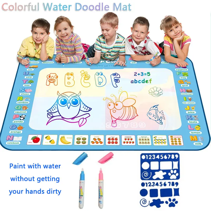 Tapis de gribouillage d'eau coloré pour enfants, 15.76 "× 12.6", jouet éducatif Montessori, tapis de dessin pour garçons et filles de 3 à 8 ans, cadeau pour tout-petits