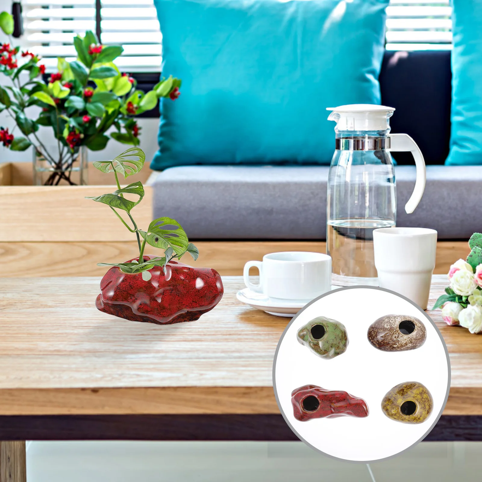 

4Pcs Kiln Change Flower Vase Hydroponic Ceramic Arrangement Container Creative Home Desktop Vase Decoration Flower Buckets