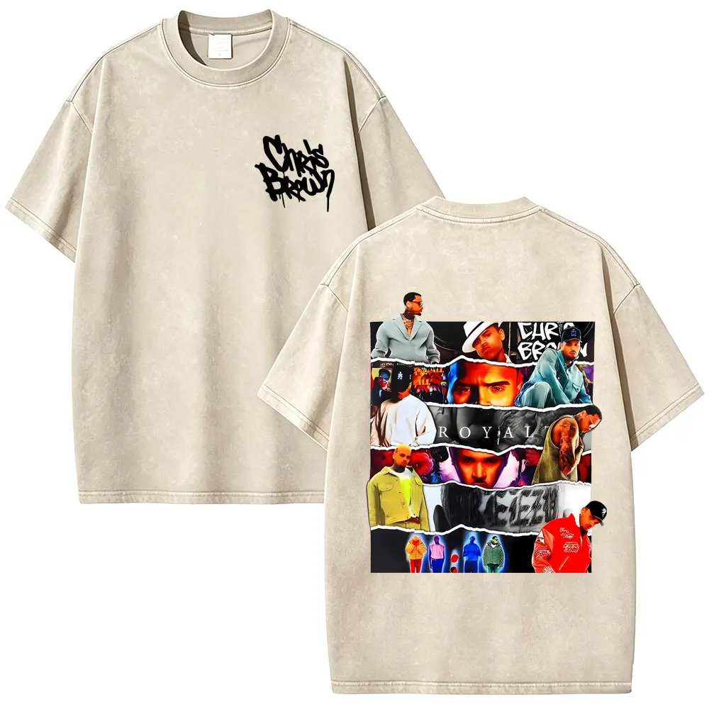 

Washed Vintage Rapper Chris Brown Album Cover T-shirt Breezy Bowl XX Tour 2026 T-shirts Men Hip Hop Fashion Pop Music T Shirts
